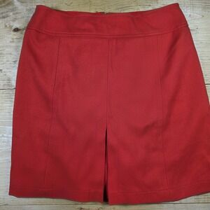 LOFT Red A-Line Skirt Pleated Front Zipper Closure Women's Size 6